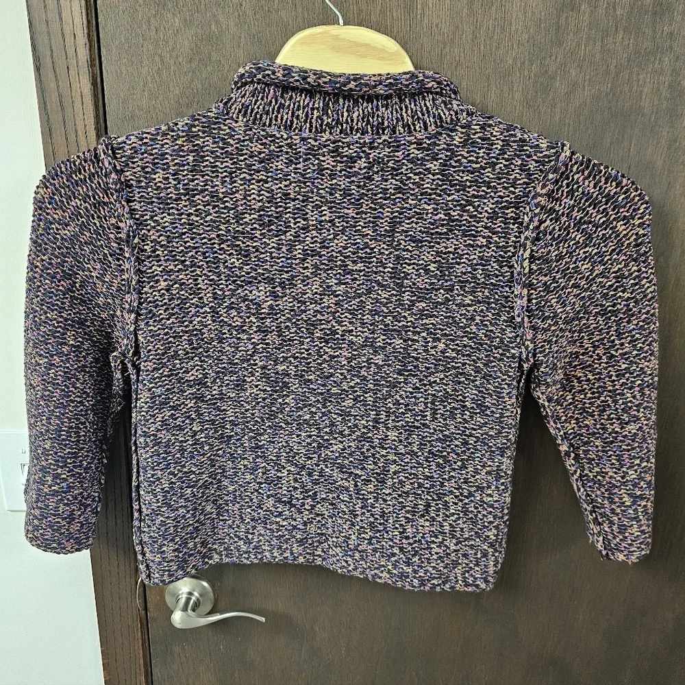 Habitat Multi Color Chunky Knit Button Lagenlook Cardigan Sweater Collared Small - Picture 6 of 9
